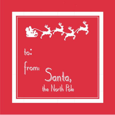 Santa's Sleigh Square Gift Tag