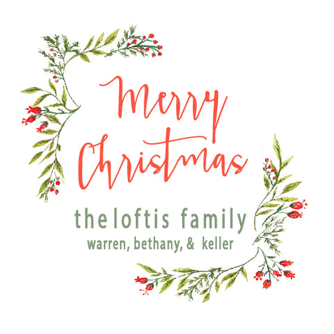 Modern Christmas Berries Square Gift Tag